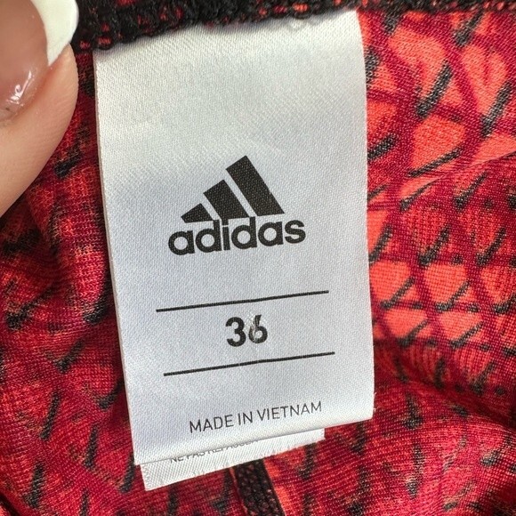 Adidas Women's One Piece Red Black Geometric Open Back Swimsuit 36 M - Picture 4 of 4